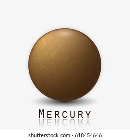 Mercury planet 3d vector illustration isolated on white background.