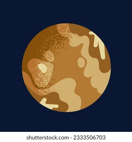 Mercurio, planeta bola, esfera en el espacio. Cuerpo cósmico, globo celestial. Resumen de objeto planetario simplificado en el cosmos exterior. Ilustración vectorial plana aislada