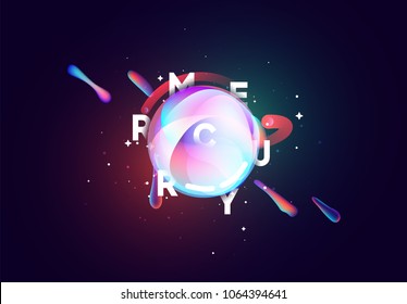 Mercury planet bright abstract illustration. Space theme art background