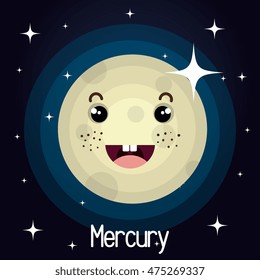 mercury planet character space background vector illustration design
