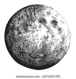 Mercury planet hand drawn sketch illustration Space