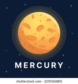 Mercury planet illustration. Astronomy planet vector. Solar system planet.
