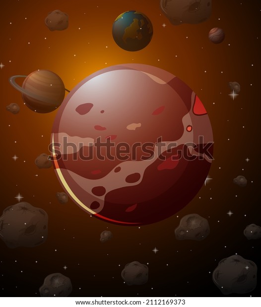 Mercury planet on\
space background\
illustration