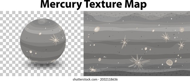 Mercury planet on transparent with Mercury texture map illustration