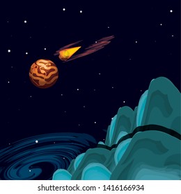 mercury planet scene space vector ilustration