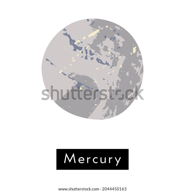 Mercury.\
Planet, solar system. Celestial body, cosmic object. Astronomy,\
astrophysics. Vector flat cartoon\
illustration