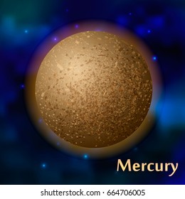 Mercury planet vector illustration on sky background