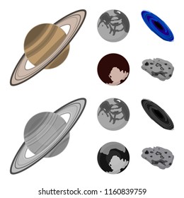 Mercury, Pluto of the Planet of the Solar System. A black hole and a meteorite. Planets set collection icons in cartoon,monochrome style vector symbol stock illustration web.