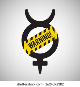 Mercury Retrograde symbol, warning, planet sign, vector illustration