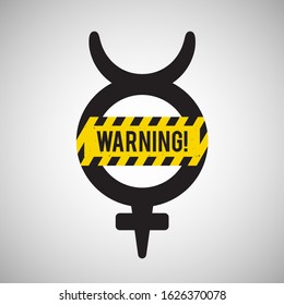 Mercury Retrograde symbol, warning, planet sign, vector illustration