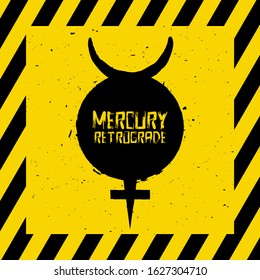 Mercury Retrograde symbol, warning, planet sign, vector illustration