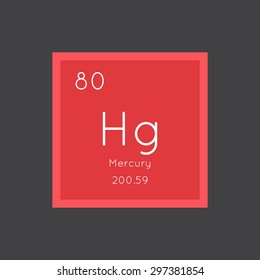 Mercury simple style tile icon. Chemical element of periodic table. Vector illustration EPS8