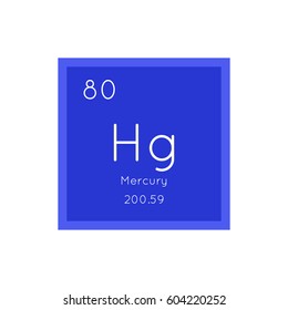 Mercury simple style tile icon. Chemical element of periodic table. Vector illustration EPS8