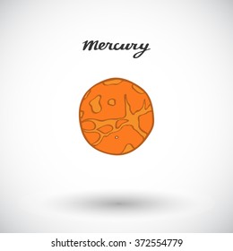 Mercury sketch. Hand-drawn cartoon planets - Solar system. Doodle drawing. Vector illustration. 