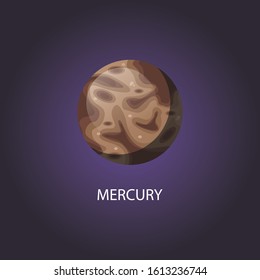 Mercury, solar system planet. Vector illustration isolated on background