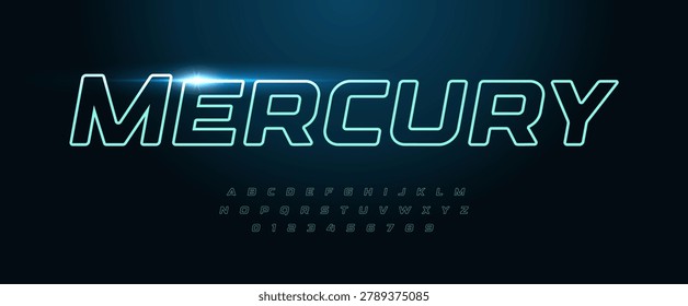 Mercury Sport Font Logo Dynamic Alphabet Line Contour Letter Set Modern Typography, Bold Rounded Slanted Typographic Design for Action Title Text, Future Poster Headline. Vector Typeface.
