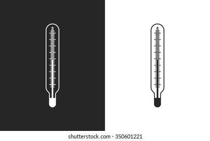 Mercury thermometer  -  black and white icons. Vector illustration