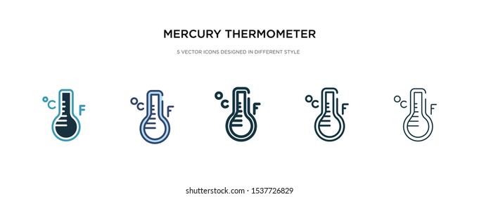 mercury thermometer degrees icon in different style vector illustration. two colored and black mercury thermometer degrees vector icons designed in filled, outline, line and stroke style can be used