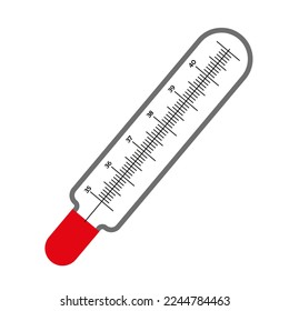 Termómetro de mercurio con una escala de división para medir la temperatura corporal humana. Icono, ilustración vectorial