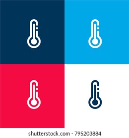 Mercury thermometer four color material and minimal icon logo set in red and blue