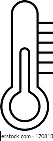 Icono del termómetro de mercurio. Logo de arte delgado de la temperatura. 
