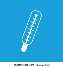 Mercury thermometer icon, white simple image isolated on blue background