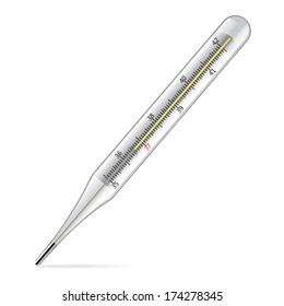Mercury thermometer. Illustration on white