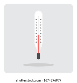 Mercury Thermometer for measuring temperature and check fever or Coronavirus (COVID-19), Vector design of flat icon.