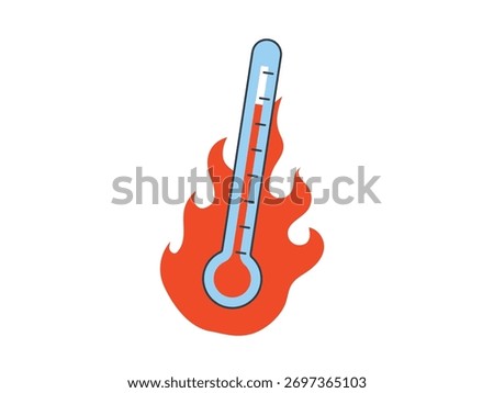Mercury thermometer on fire, hot temperature