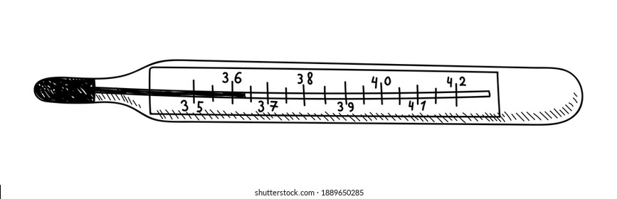 MERCURY THERMOMETER ON A WHITE BACKGROUND IN VECTOR