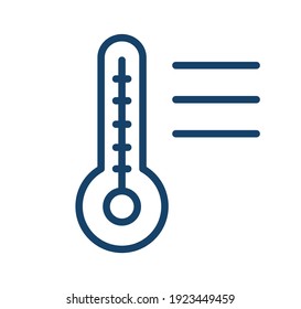 Mercury thermometer with temperature scale. Simple icon of thermometre in line art style. Linear flat vector illustration isolated on white background