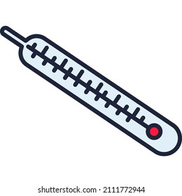 Mercury thermometer vector icon isolated on white background. Human body temperature measure for fever diagnosis