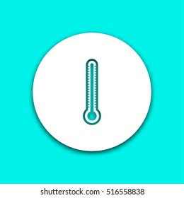 Mercury thermometer vector icon with shadow. Round button for website or app.