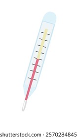 Mercury thermometer vector. Medical equipment clipart in cartoon style isolated on white background. Mercury thermometer flat vector.