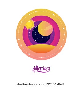 Mercury. Vector illustration in flat style isolated on white background.