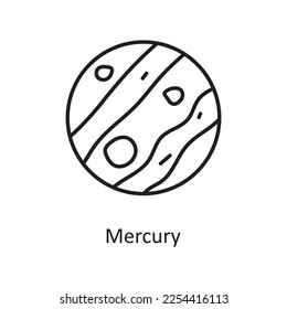 Ilustración de diseño de iconos de esquema del vector de mercurio. Símbolo de espacio en el archivo EPS 10 de fondo blanco