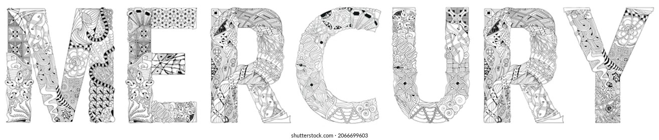 Mercury. Vector zentangle object for coloring