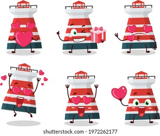 Mercusuar cartoon character with love cute emoticon