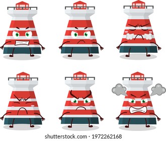 Mercusuar cartoon character with various angry expressions