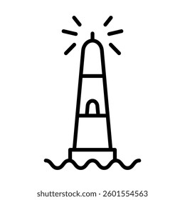 Mercusuar icon in line style with editable stroke