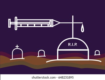 Mercy Killing or Lethal Injection Capital Punishment concept art. Editable Clip Art.