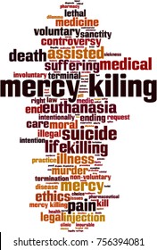 Mercy killing word cloud concept. Vector illustration