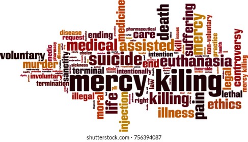 Mercy killing word cloud concept. Vector illustration