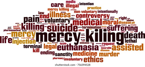 Mercy killing word cloud concept. Vector illustration