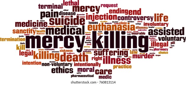 Mercy killing word cloud concept. Vector illustration