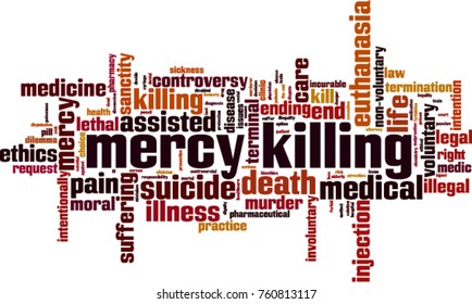 Mercy killing word cloud concept. Vector illustration