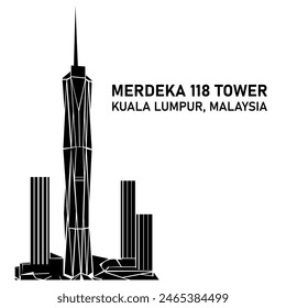 Merdeka 118 Tower and Cityscape Silhouette - Arquitectura moderna en Kuala Lumpur, Malasia. Torre Merdeka PNB KL118