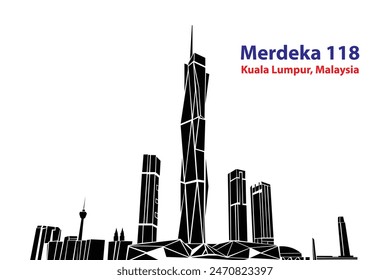 Merdeka 118 Tower and Cityscape Silhouette - Modern Architecture in Kuala Lumpur Malaysia. Merdeka PNB KL118 Tower
