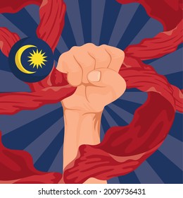 merdeka celebration fist with emblem