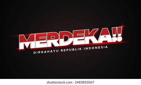 Merdeka Indonesia 3D Text Banner